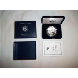 2011 U.S. PROOF SILVER EAGLE IN ORIGINAL MINT ISSUE BOX WITH CERTIFICATE
