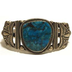 Old Pawn Navajo Royston Turquoise Sterling Silver Cuff Bracelet - Shakey