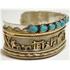 Image 2 : Dead Pawn Navajo Turquoise 12k Gold Fill Sterling Silver Storyteller Cuff Bracelet - Roger Nelson