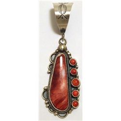 Navajo Red Spiny Oyster Sterling Silver Pendant - Dean Brown