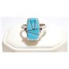 Image 2 : Navajo Reversible Spinner Turquoise Inlay Sterling Silver Women's Ring - Calvin Begay