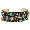 Image 1 : Navajo Turquoise Sterling Silver Cow Skulls Cuff Bracelet - Emer Thompson