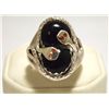 Image 1 : Zuni Onyx & Coral Sterling Silver Snake Men's Ring - Effie Calavaza