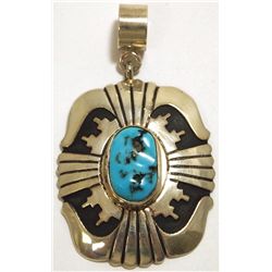 Navajo Sleeping Beauty Turquoise Sterling Silver Pendant - Tommy Singer