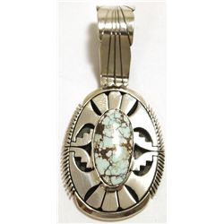 Navajo Dry Creek Turquoise Sterling Silver Pendant - Eugene Belone