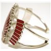 Image 3 : Zuni Coral Inlay Rainbow Dancer Sterling Silver Cuff Bracelet - Fadrian & Vivica Bowannie