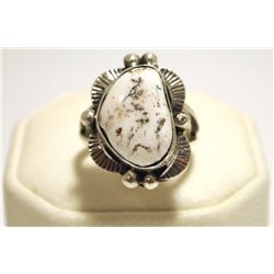 Navajo White Buffalo Sterling Silver Women's Ring - Mary Ann Spencer