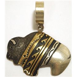 Navajo 12k Gold Fill over Sterling Silver Buffalo Pendant - Tommy Singer