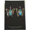 Image 1 : Navajo Turquoise Sterling Silver Butterfly French Hook Earrings - Herman Lee