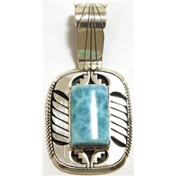 Navajo Larimar Sterling Silver Pendant - Eugene Belone