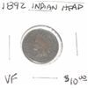Image 1 : 1892 INDIAN HEAD PENNY RED BOOK VALUE APPROX. $10.00 *RARE VERY FINE GRADE*!!