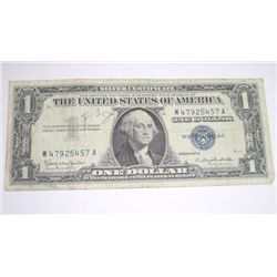 1957 B SERIES $1 SILVER CERTIFICATE BILL SERIAL # W47925457A *PLEASE LOOK AT PIC TO DETERMINE GRADE*