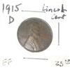 Image 1 : 1915-D LINCOLN CENT RED BOOK VALUE IS $25.00+ *RARE EARLY YEAR EXTRA FINE GRADE*!!