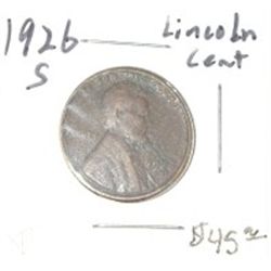 1926-S LINCOLN CENT RED BOOK VALUE IS $45.00 *EXTREMELY RARE KEY DATE EXTRA FINE GRADE*!!