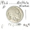 Image 1 : 1926-D BUFFALO NICKEL RED BOOK VALUE IS $45.00 *RARE KEY DATE FINE GRADE*!!