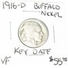 Image 1 : 1916-D BUFFALO NICKEL RED BOOK VALUE IS $55.00 *EXTREMELY RARE KEY DATE VERY FINE GRADE*!!