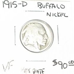 1915-D BUFFALO NICKEL RED BOOK VALUE IS $90.00 *EXTREMELY RARE KEY DATE VERY FINE GRADE*!!