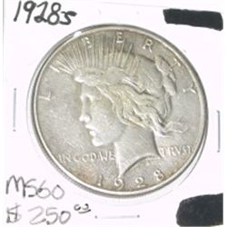 1928-S PEACE SILVER DOLAR RED BOOK VALUE IS $250.00 *EXTREMELY RARE MS-60 HIGH GRADE*!!