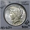 Image 1 : 1924-S PEACE SILVER DOLLAR RED BOOK VALUE IS $800.00 *EXTREMELY RARE KEY DATE MS-63+ HIGH GRADE*!!