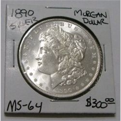 1890 MORGAN SILVER DOLLAR RED BOOK VALUE IS $300.00 *RARE MS-64 HIGH GRADE*!!