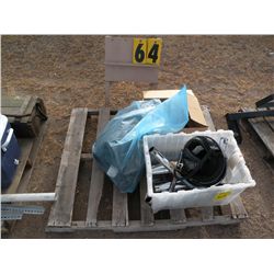 Pallet w/helmet, exhaust pipes, waders