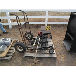 De-thatcher, string trimmer, barrel cart