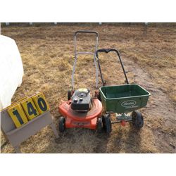 Push mower, fertilizer spreader
