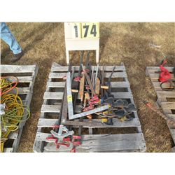 Pallet of furniture clamps & squares
