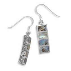 Inlay Abalone Shell French Wire Earrings