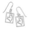 Image 1 : Cut Out Square with Cut Out Heart Earrings