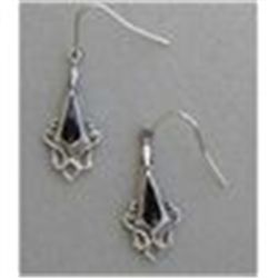 STERLING SILVER & BLACK ONYX INLAY EARRINGS