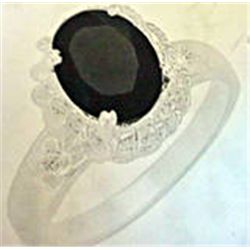 1.20 carat Black Tourmailne Sterling Silver Ring   New