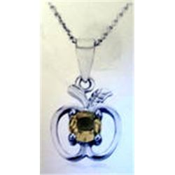 Sterling Silver Necklace with Citrine Apple Charm Pendant