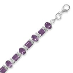 7"+1"Extension Bracelet with Square and Oval Amethyst