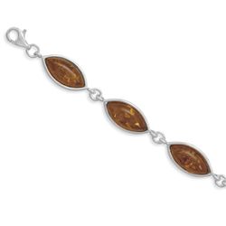 7" Marquise Cognac Amber Bracelet