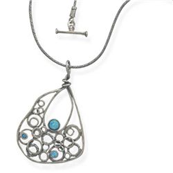 18" Necklace with Oxidized Abstract Drop Pendant