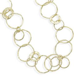 21" 14 Karat Gold Plated Textured Link Necklace