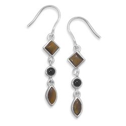 Black Onyx and Tiger's Eye Earrings on French Wire