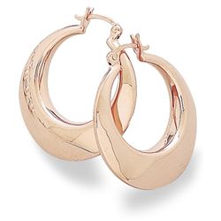 18 Karat Rose Gold Plate Hoop Earrings