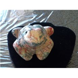 CUTE PORCELAIN DECORATIVE FROG FIGURINE  VINTAGE PINKS GREENS