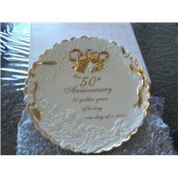 LIFE LONG LOVE BY ENESCO  50TH ANNIVERSARY PLATE   NIB
