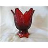 Image 1 : RED GLASS VOTIVE HOLDER, FENTON, HANDMADE IN USA