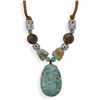 Image 1 : 16"+2" Turquoise and Quartz Cord Necklace