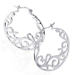 Rhodium Plated Fancy Cut Out Design Earrings