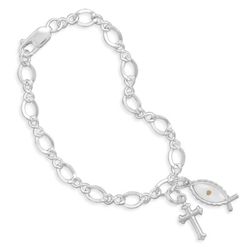 Bracelet with Cross and Ichthys Mustard Seed Charms