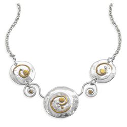 16.5”+1.5” Two Tone Swirl Design Necklace