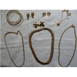 Mixed Jewelry Lot, Gold, Necklaces, Earrings, Bracelets