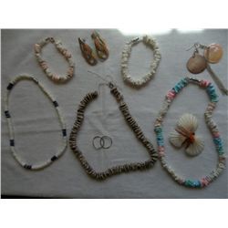 Mixed Jewelry Lot, Coral Shells, Necklaces, Bracelets, Earrings