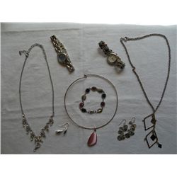 Mixed Jewelry Lot, Silver, Necklaces, Bracelets, Earrings
