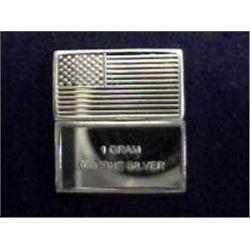 1 GRAM .999 PURE SOLID U.S. SILVER BULLION AMERICAN FLAG BAR MINT UNCIRCULATED